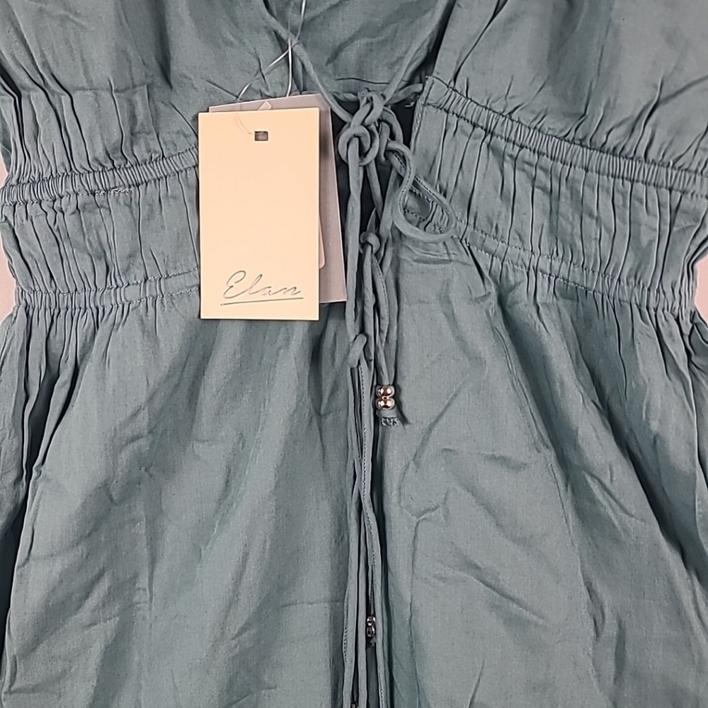 NEW Elan Women's Summer Mini Flowy Sundress Teal Blue Spaghetti Strap Sz S - Picture 2 of 5